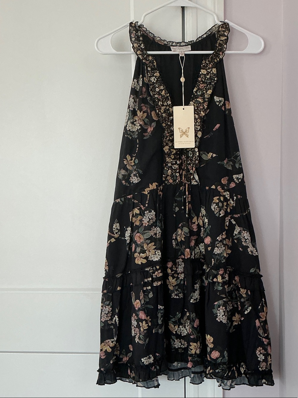 Black Floral Ruffle-Tiered Maxi Skirt